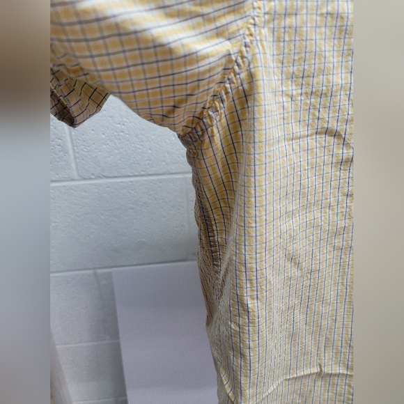 American Eagle Outfitters Yellow Blue Button Down Stripe Size XL Short Sleeve - Picture 2 of 5